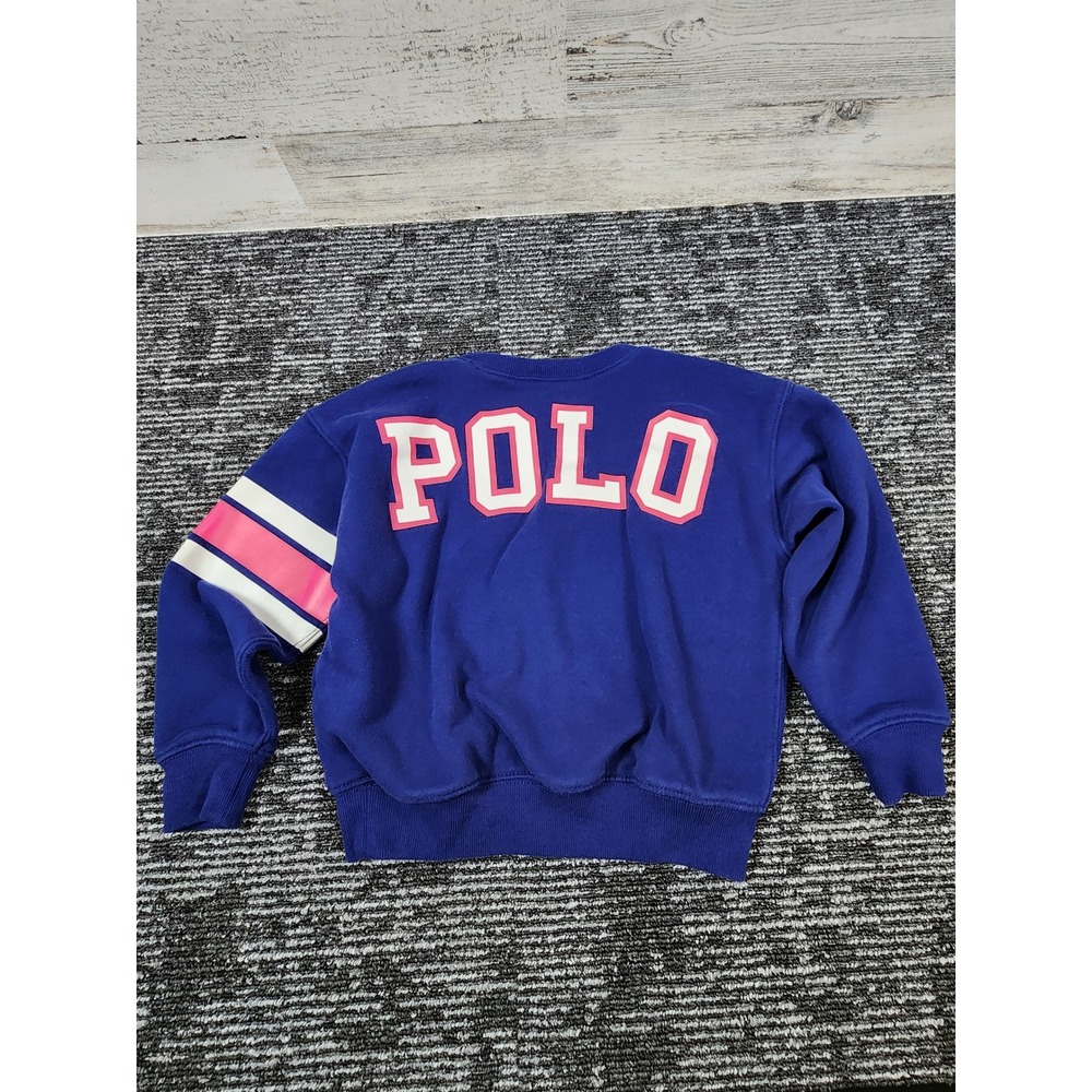 Polo Ralph Lauren Sweatshirt‎ Kids Size 5 Blue Pink Stripe POLO